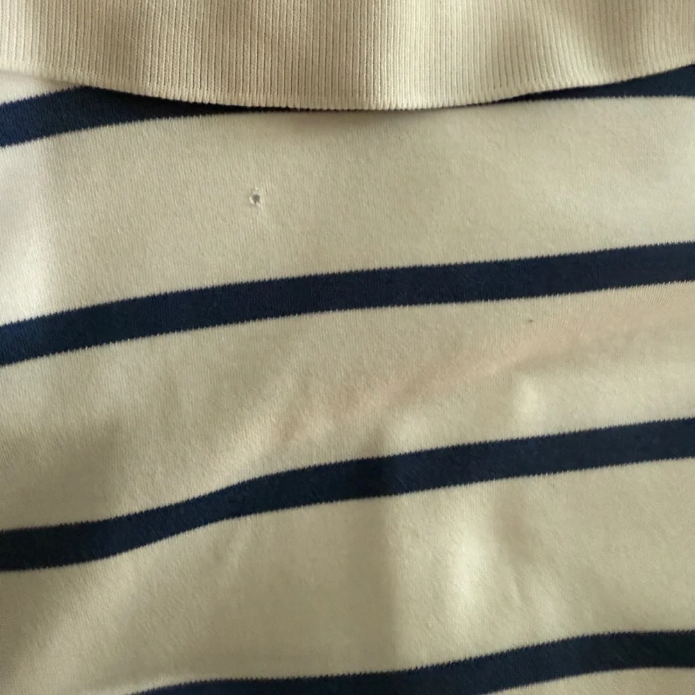 Ralph Lauren Polo Shirt White & Blue Stripes Size XL Tall Preppy Classic FLAWED